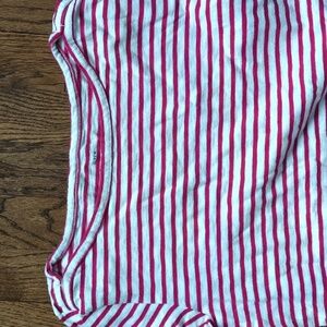 J. Crew Factory Dark Pink and White Striped Long Sleeve Artist Tee